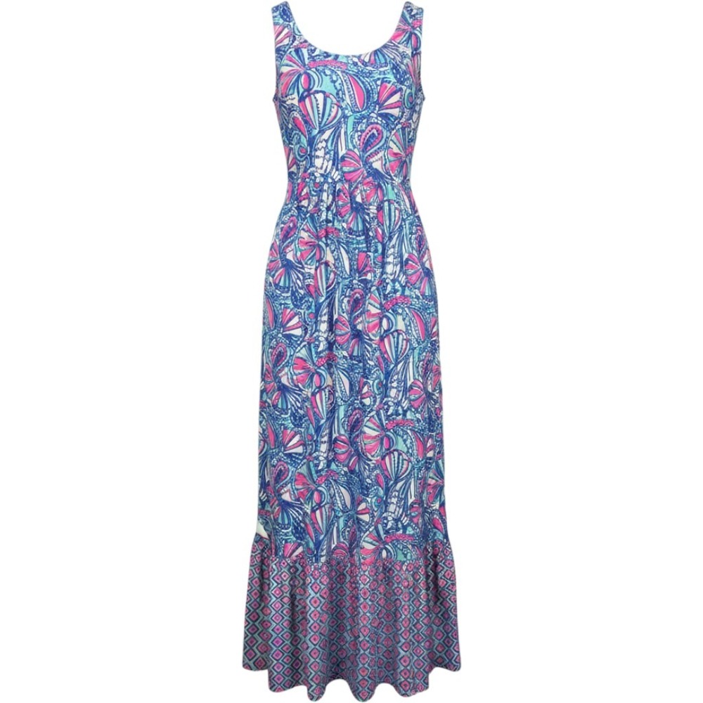 Lilly Pulitzer Target 20th Anniversary Pink Blue Floral Paisley Maxi Dress L